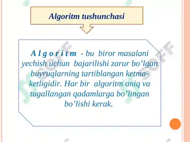 ALGORITMLARNI YARATISH USULLARI VA TURLARI 4