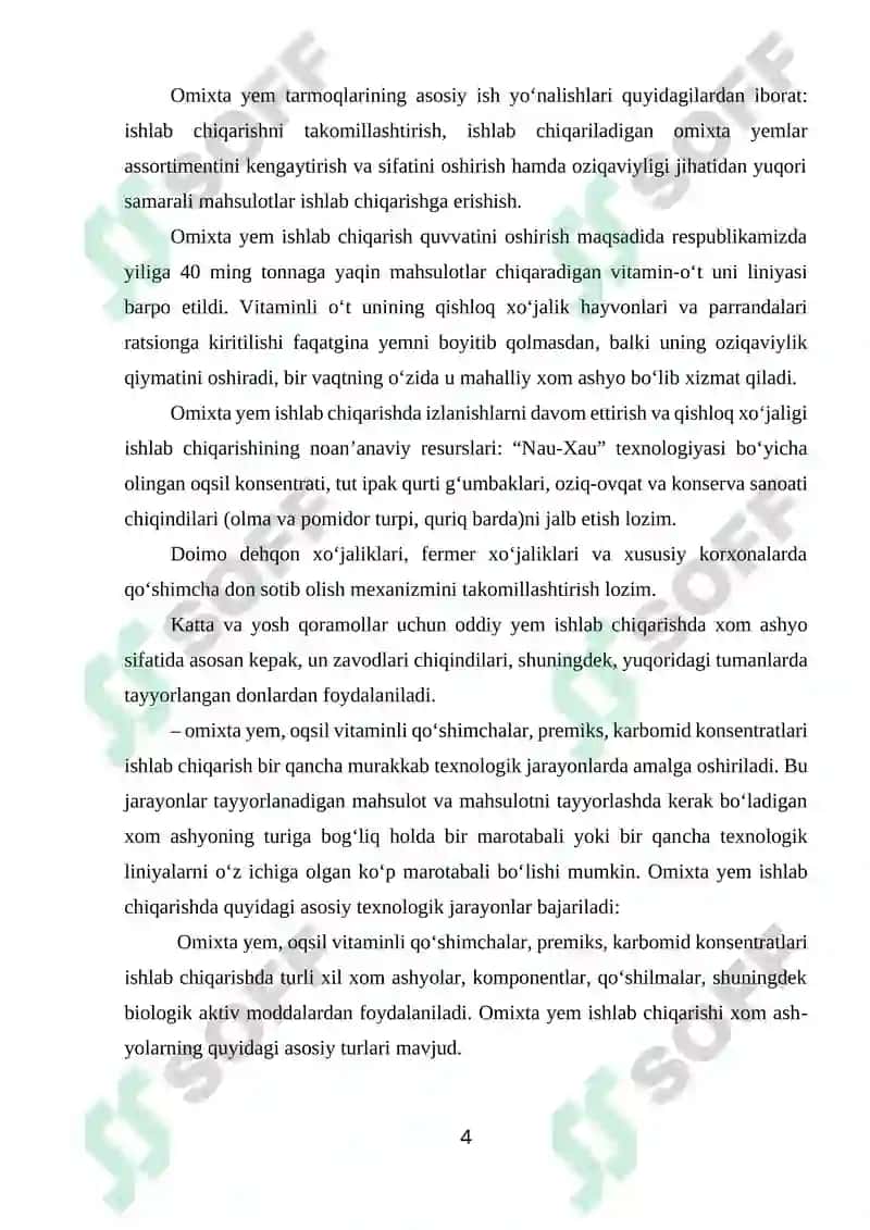 Omixta yem ishlab chiqarish texnologiyasi 4