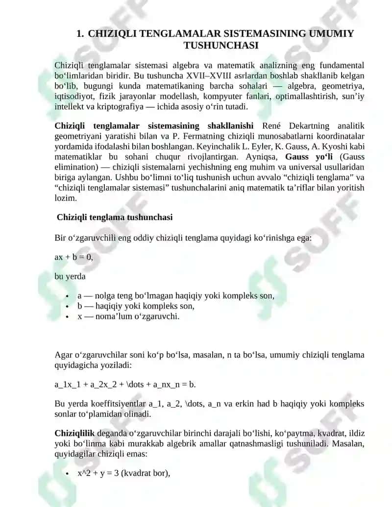 Chiziqli Tenglamalar Sistemasi 4