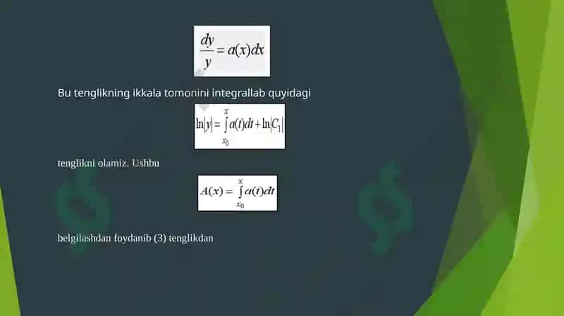 Birinchi tartibli chiziqli differensial tenglama. 4