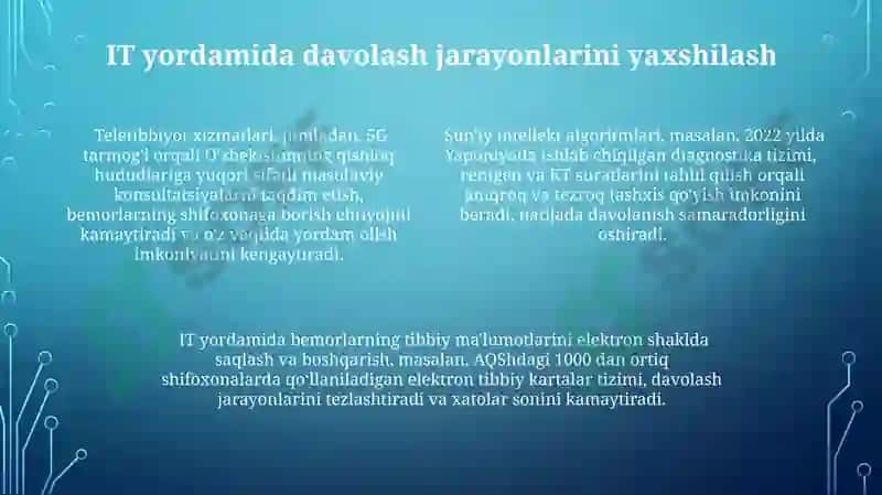 Tibbiyotda masalalarni yechishda axborot texnologiyalari 4