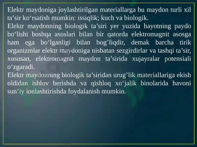 Elektron-ionli texnologik asoslari va qishloq va suv xo‘jaligida foydalanish yo‘nalishtari 4