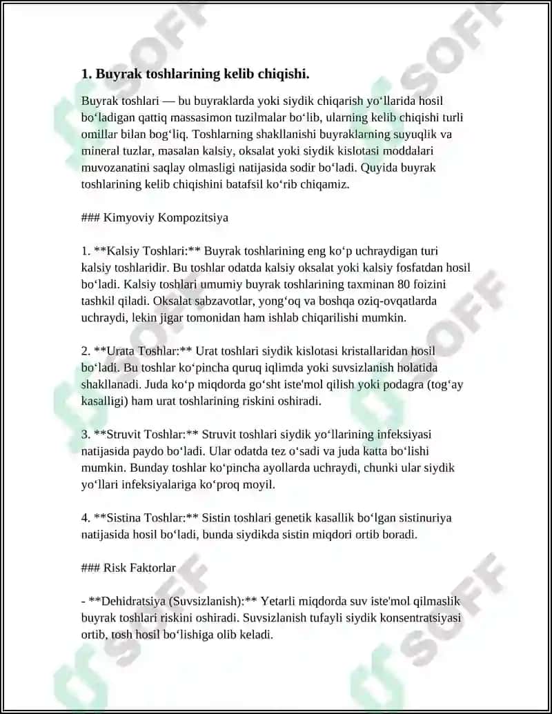 Buyrak Toshlarining Hosil Bolishi va Davolash Yollari 4