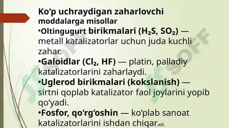Katalitik zaharlanishning salbiy oqibatlari va undan kelib chiqadigan muammolar 4