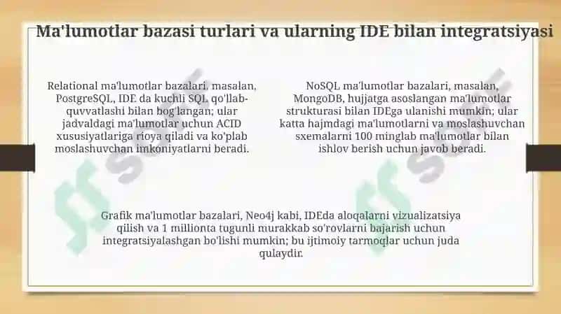 IDE muhitida ma'lumotlar bazasiga ulanish asoslari 4