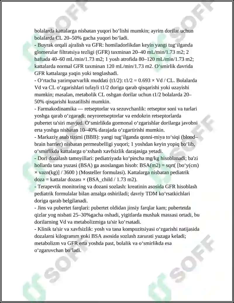 PEDIATRIYA AMALIYOTIDA DORILARNI QOʻLLANISHI 4