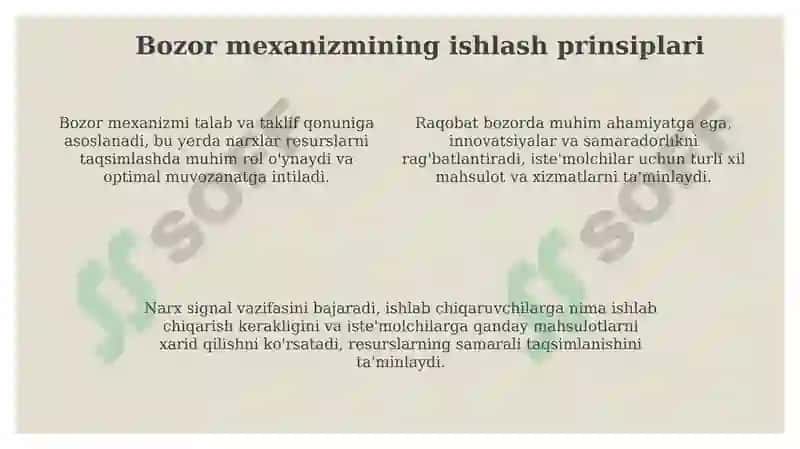 Bozor iqtisodiyotining mazmuni va amal qilishi 4