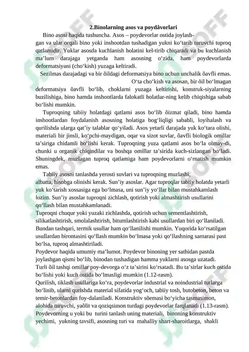 SANOAT BINOLARINING KONSTRUKTIV ELEMENTLARI ASOS VA FUNDAMENT USTUN ORAYOPMA YOPMA VA TOMLAR 4