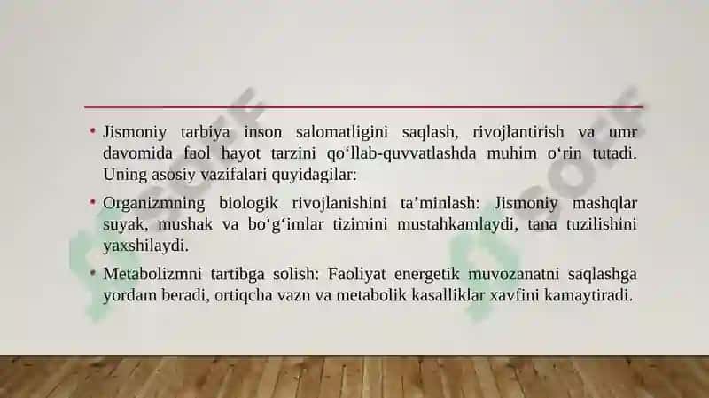Jismoniy tarbiyaning roli va valeologik ahamiyati. Yoshiga, jinsiga va salomatlik darajasiga munosib jismoniy faollik 4