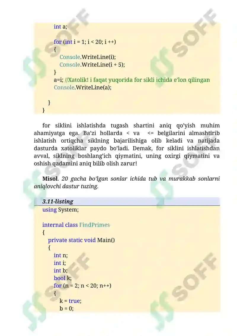 Takrorlash operatorlari 4
