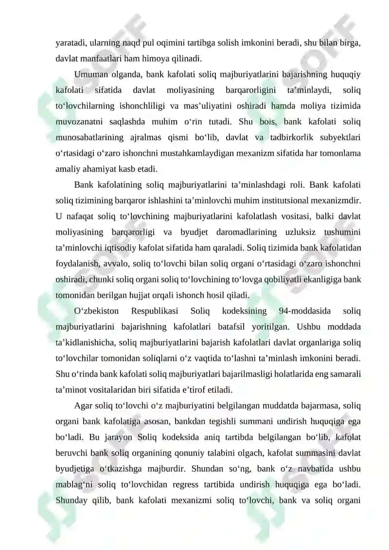 Bank kafolati soliq majburiyatlarining bajarilishini ta’minlash usuli sifatida 4