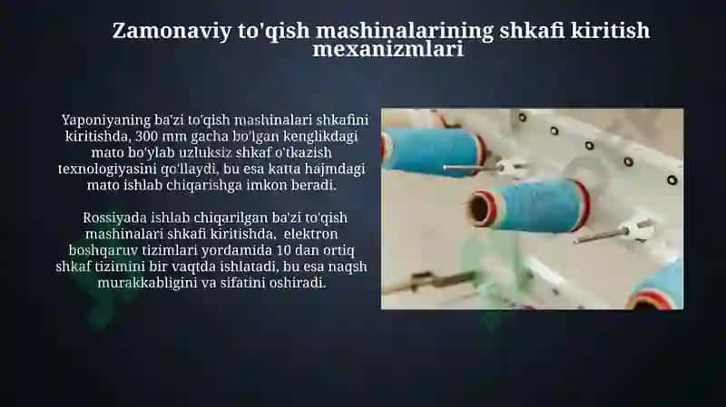Zamonaviy to'quv dastgohlarining Homuza hosil qiluvchi mexanizmlari 4