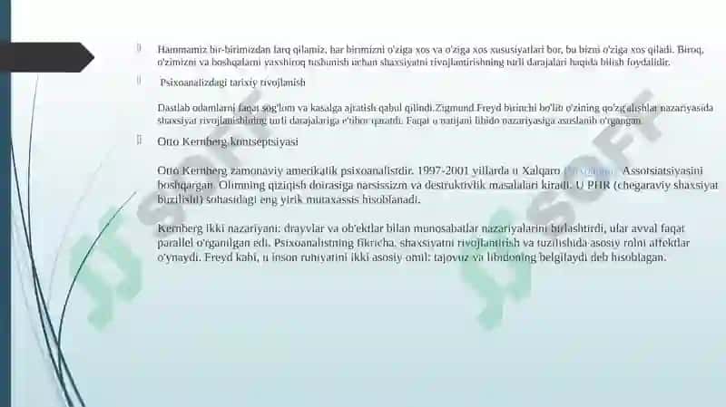 Shaxs  taraqqiyotining psixotik, chegaralangan va nevrotik darajalari 4