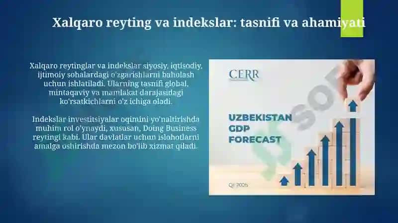 Yangi O‘zbekiston taraqqiyoti va islohotlarining xalqaro reyting hamda indekslarda aks etishi 4