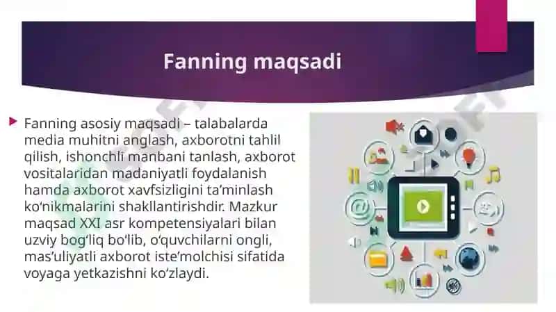 Media savodxonlik va axborot madaniyati fanining mazmun mohiyati 4