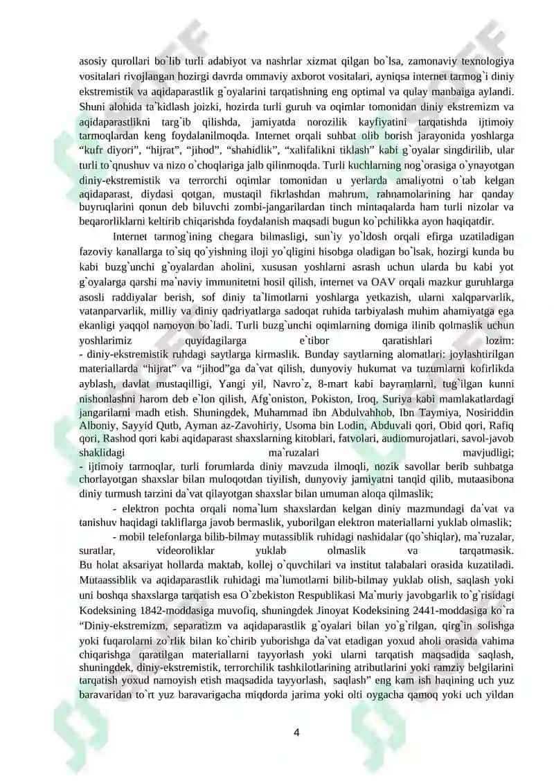 Ekstremistik terroristik markazlarning maqsadi va intilishlari 4