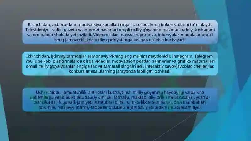 Milliy gʻoya targʻibotida Jamoatchilik bilan aloqalar 4
