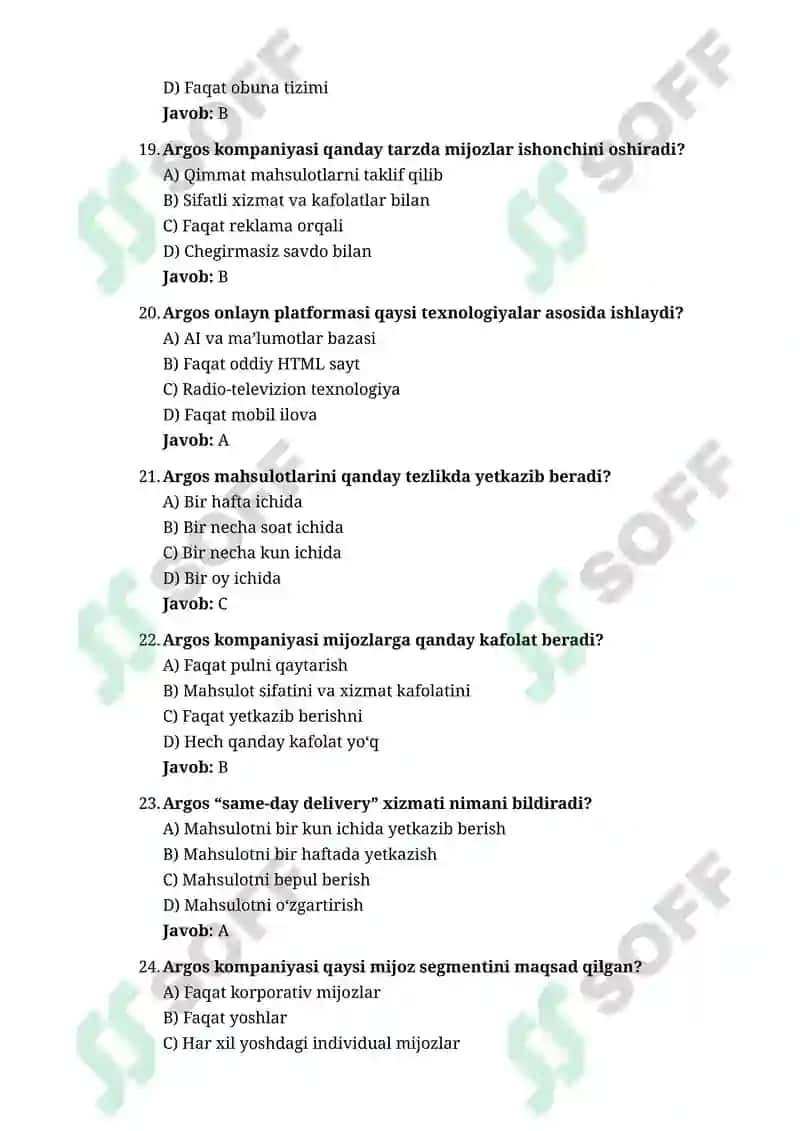 Argos 2025-yilgi  (Zamonaviy Texnologiya) 500 test javoblari bn 4