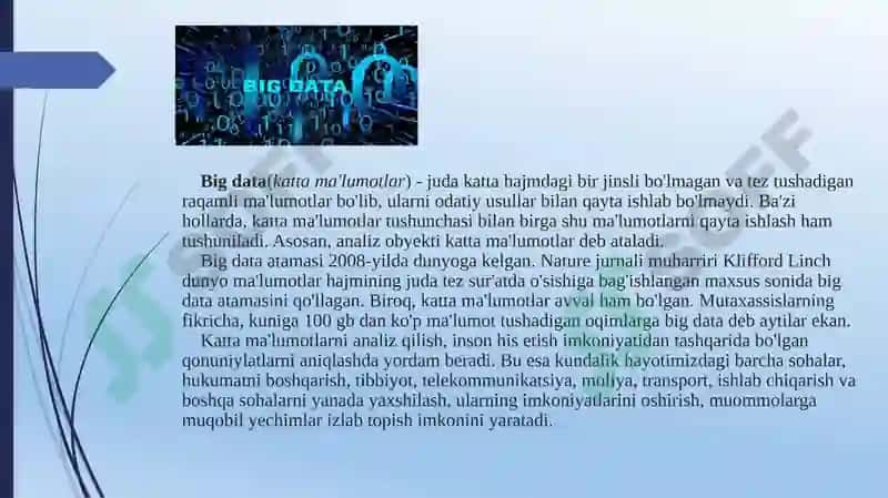 Big Data va uning turli sohalardagi tadbiqi 4