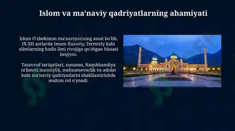 Oʻzbekistondagi madaniy va maʼnaviy taraqqiyot 4