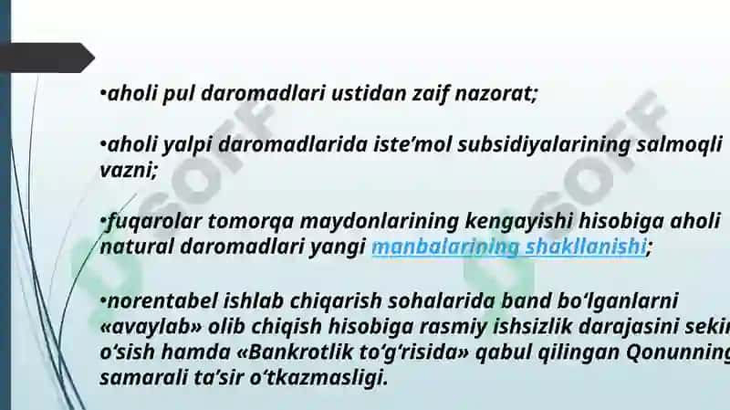 Aholi farovonligi oshirishda aholini turmush darajasini oshirish muammolari 4