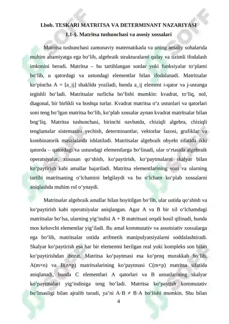 Matritsa algebraasi, determinant va teskari matritsa 4