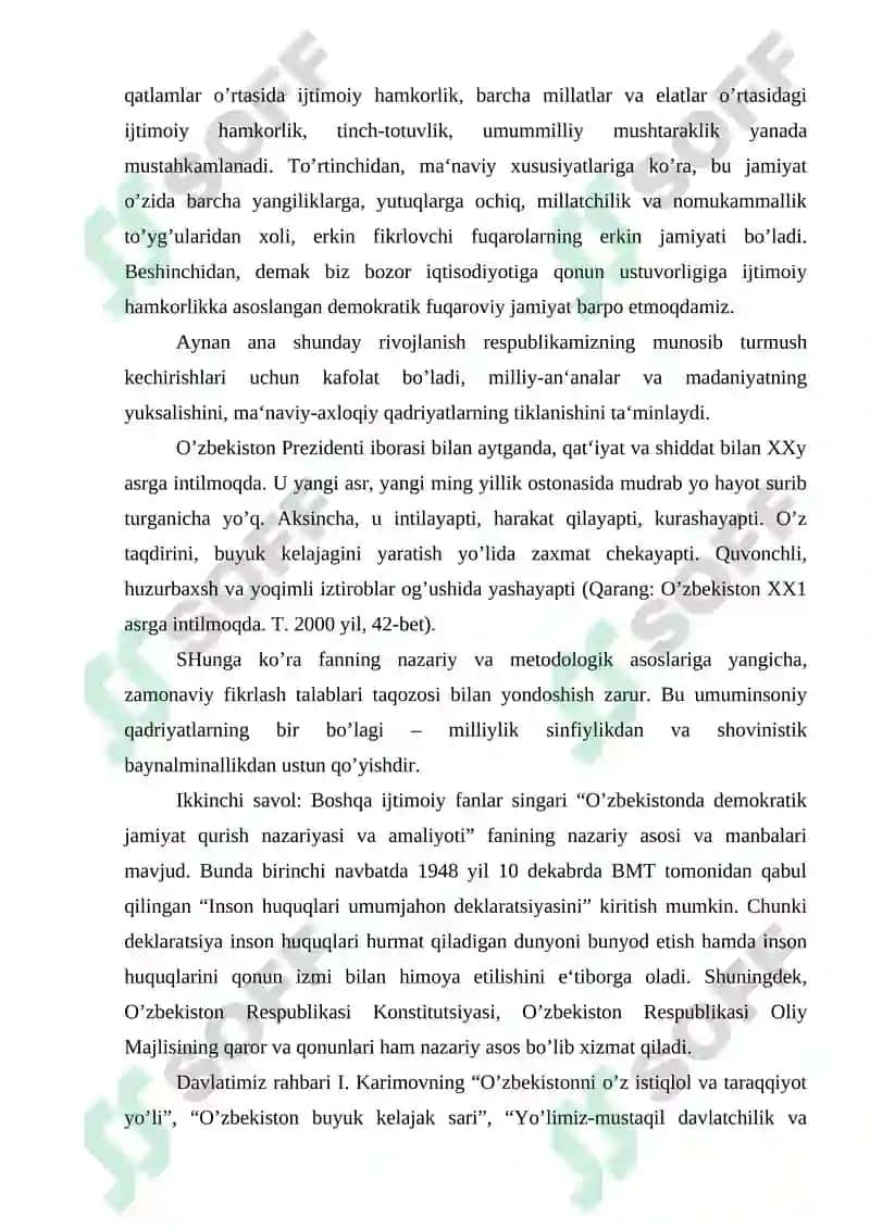 O’zbekistonda demokratik jamiyat qurish nazariyasi va amaliyoti fanining predmeti, maqsadi va vazifalari 4