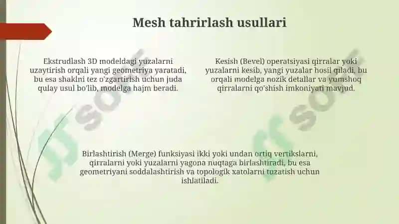 Mesh obyekti va uning tuzilishi 4