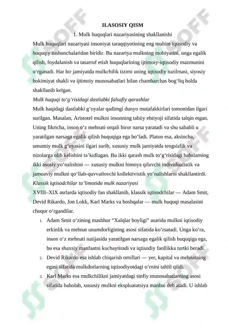 MULK HUQUQLARI NAZARIYASI VA MULKCHILIK SHAKILLARI RIVOJLANISHINING EVALUTSIYASI 4