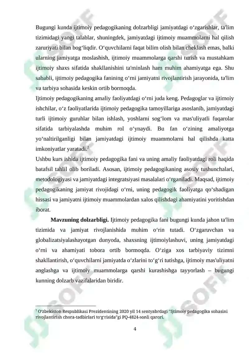 Ijtimoiy Pedagogika Fanidan Kurs Ishi 4