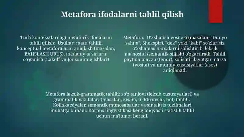Metafora tarkibidagi leksik-grammatik xususiyatlar 4