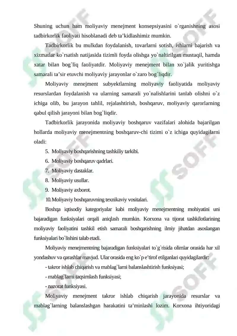 Korxonalarda moliyaviy menejmentni tashkil etish mexanizmi 4