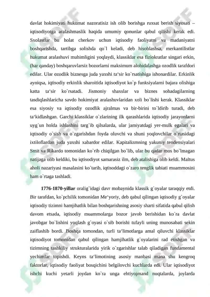 Klassik iqtisodiy maktabning yuzaga kelishi, rivojlanishi va yakunlanishi. Marjinalizm iqtisodiy ta`limoti 4