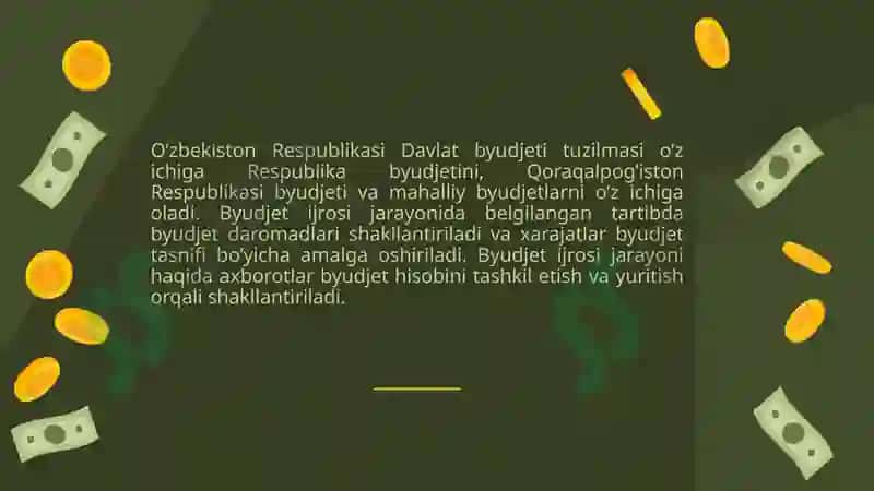 Davlat budjeti va davlat maqsadli jamg'armalari budjeti ijrosi bo'yicha budjet hisobini tashkil etish 4