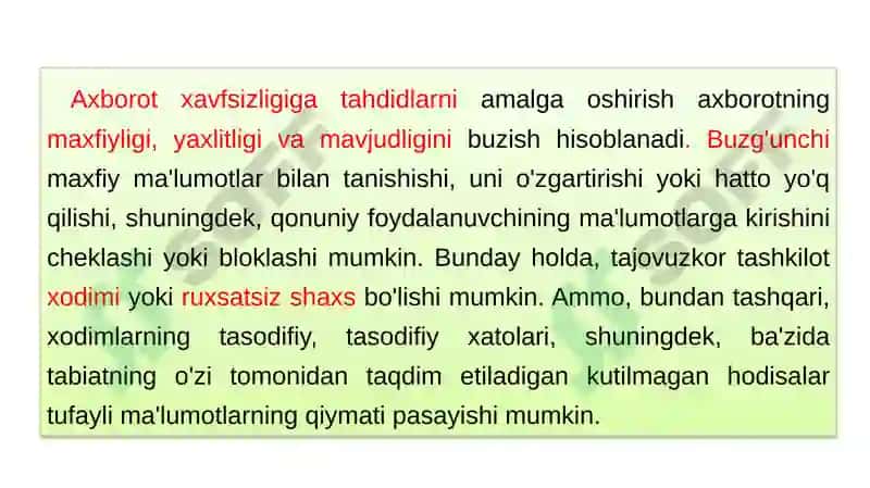 Axborot xavfsizligi tushunchasi va zaruriyati 4