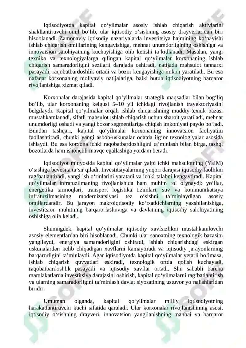 Kapital qo'yilmalarning byudjetini ishlab chiqish 4