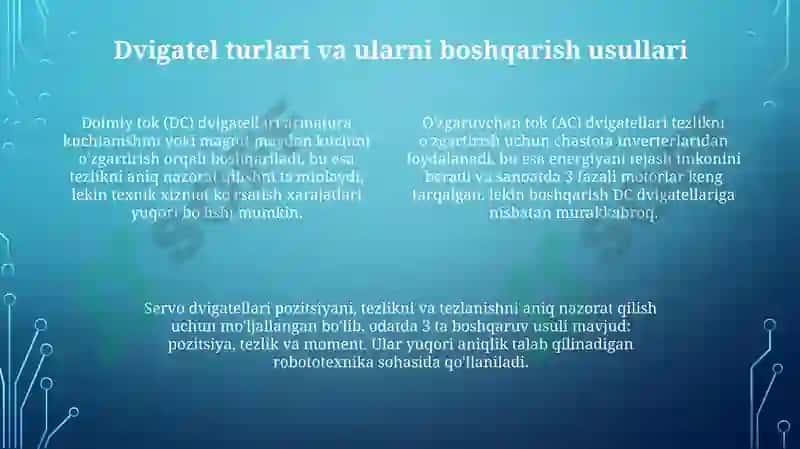 Elektr yuritmalarning tuzilishi va qo'llanish sohalari 4