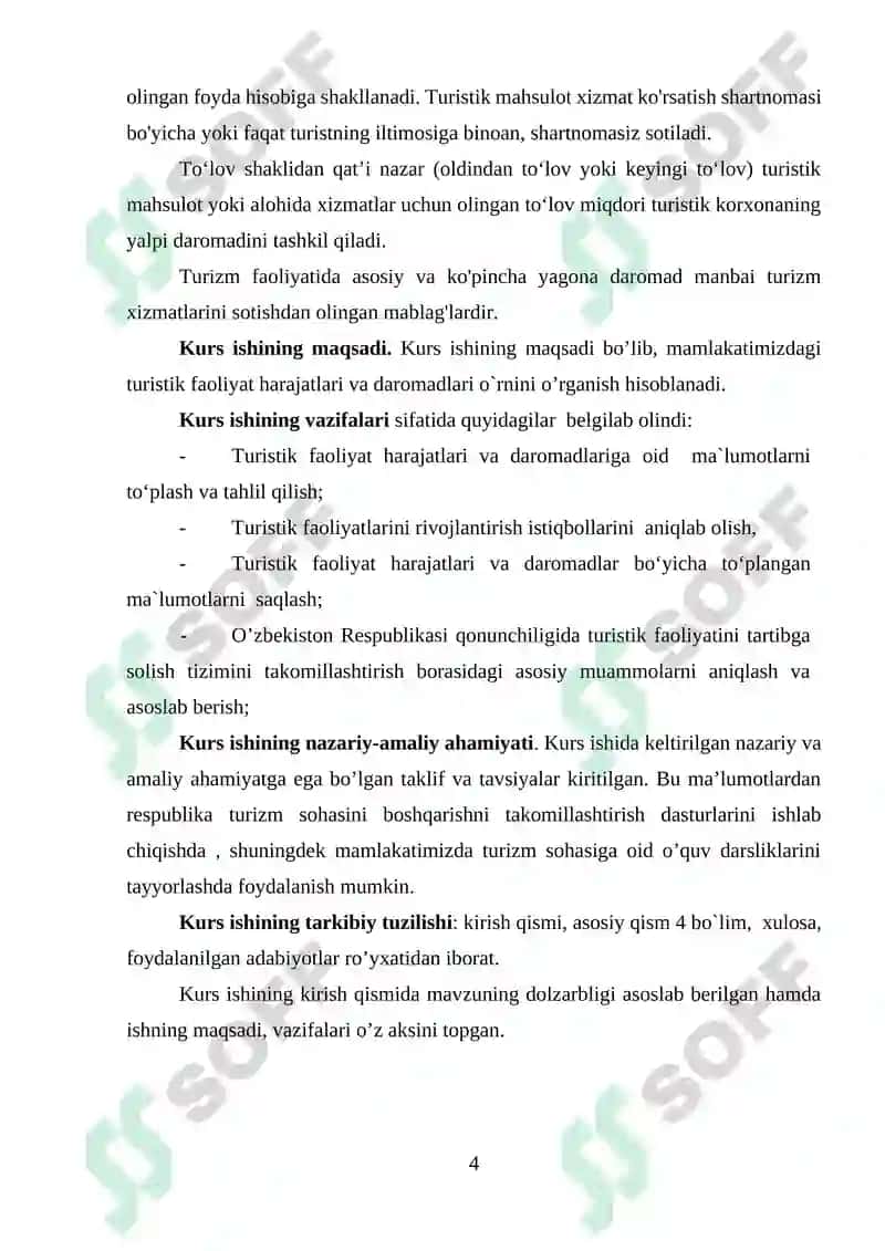 Turistik faoliyat harajatlari va daromadlari 4