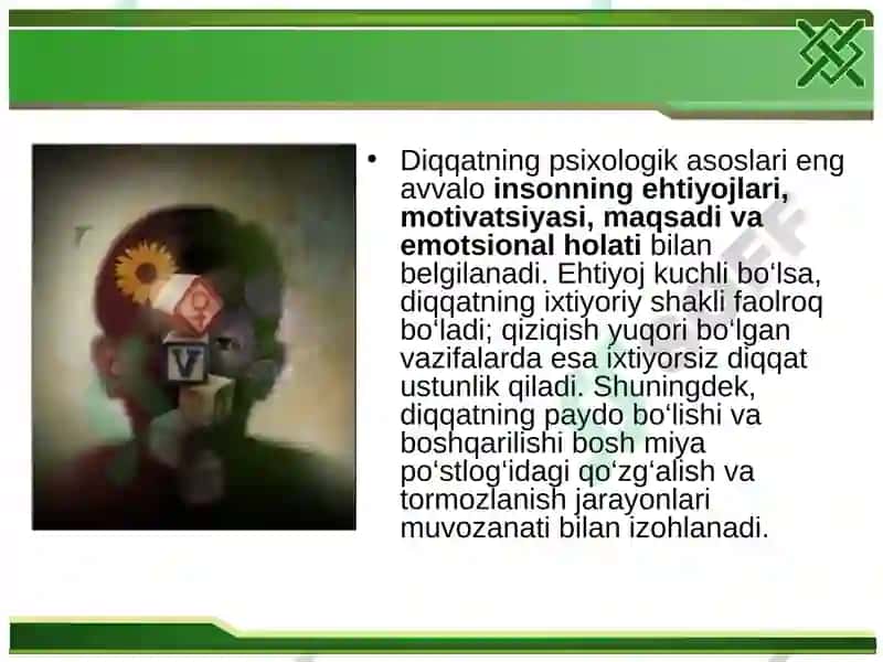 Diqqatning rivojlanishi va diqqat faoliyatining zaruriy sharti 4