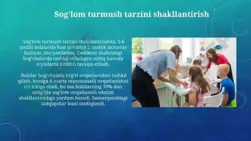 Maktabgacha taʼlim tashkilotlarida kun tartibini toʻgʻri tashkil etish orqali taʼlim tarbiya ishlari 4