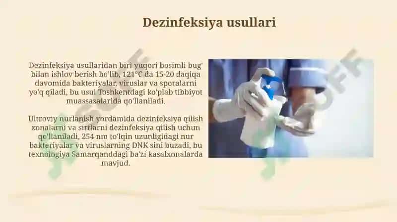 Sterilizatsiya, dezinfeksiya, aseptika va antiseptika 4