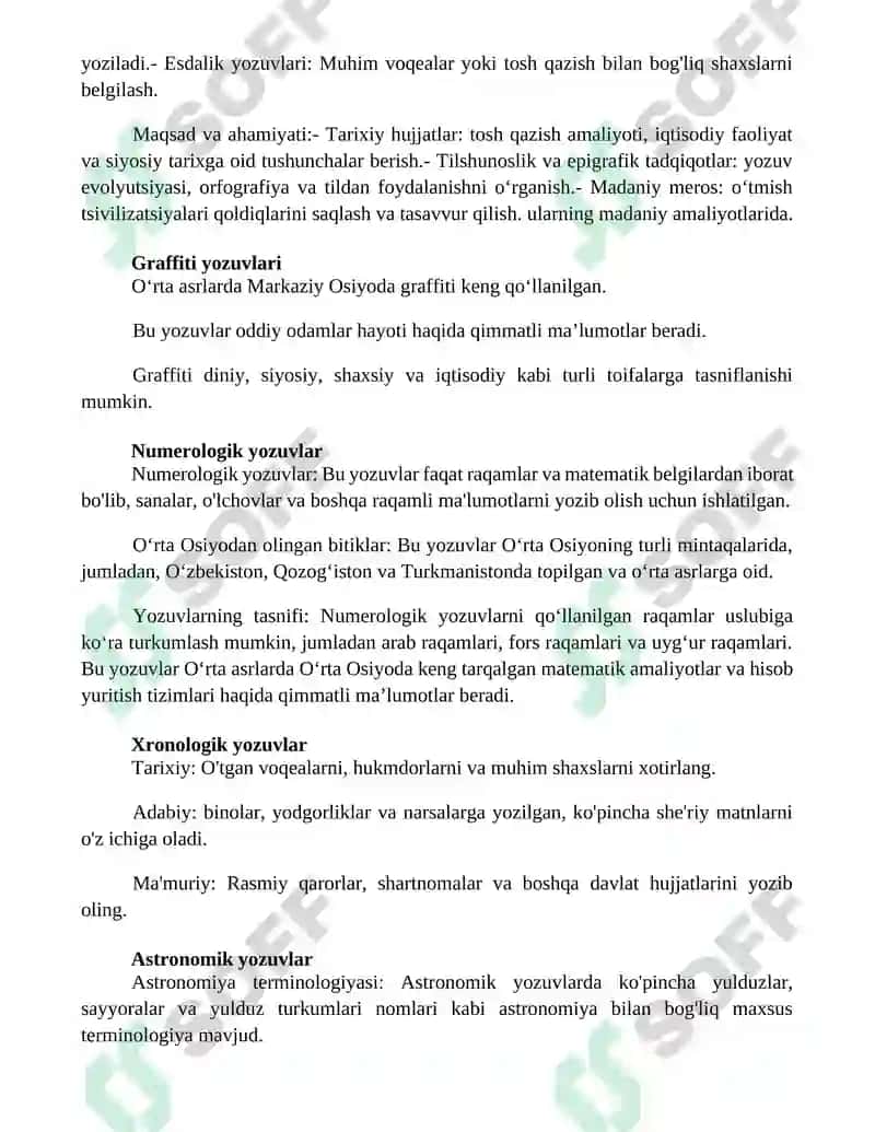 OʻRta Osiyoda Mavjud BoʻLgan Yozuvlar Ularning Tasnifi (OʻRta Asrlar Davri) 4