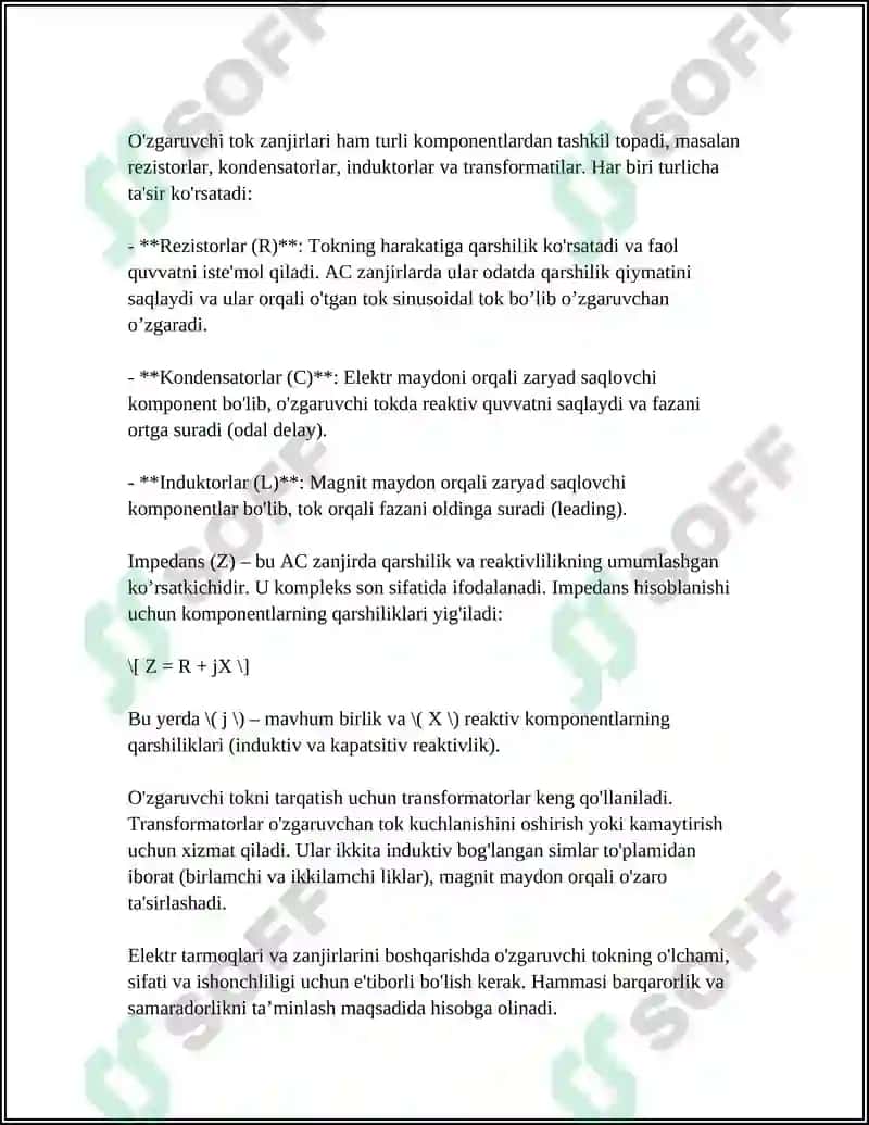 ÓZGARUVCHI TOK ZANJIRIDA AJRALUVCHI QUVVAT 4