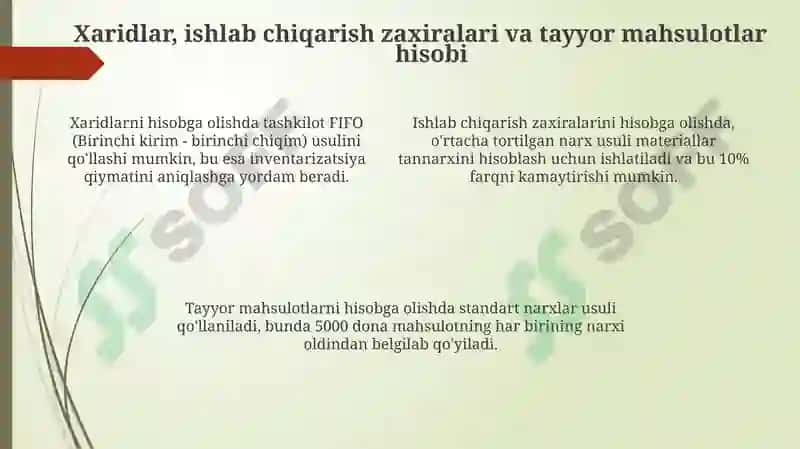 Mahsulotlar va materiallar inventarizatsiyasining asosiy usullari 4