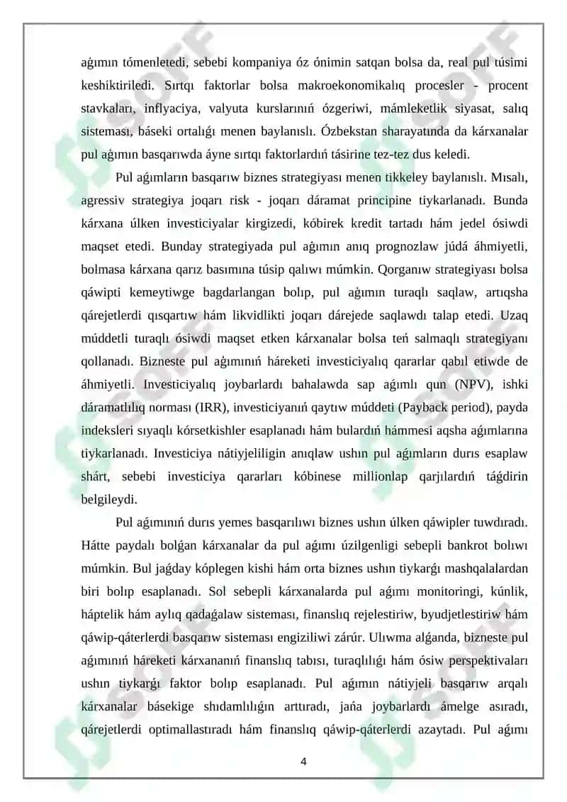 Pul aǵımı háreketi 4