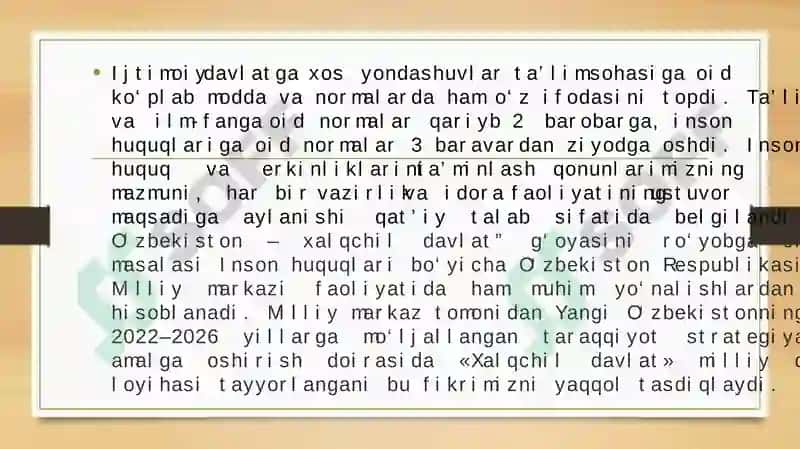O‘zbekiston–xalqchil,ijtimoiydavlattamoyiliningmohyati 4