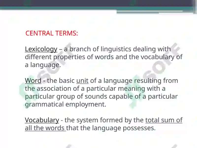 LEXTURE ILEXICOLOGY AS A BRANCH OF LINGUISTICS.INTRODUCTION 4