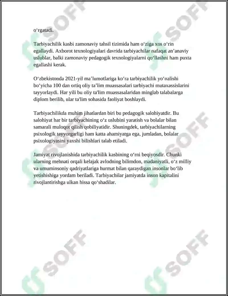 TARBIYACHI KASBI TARBIYACHILIK KASBNING AXAMYATI TARBIYACHIGA QOʻYILADIGAN TALABLAR 4