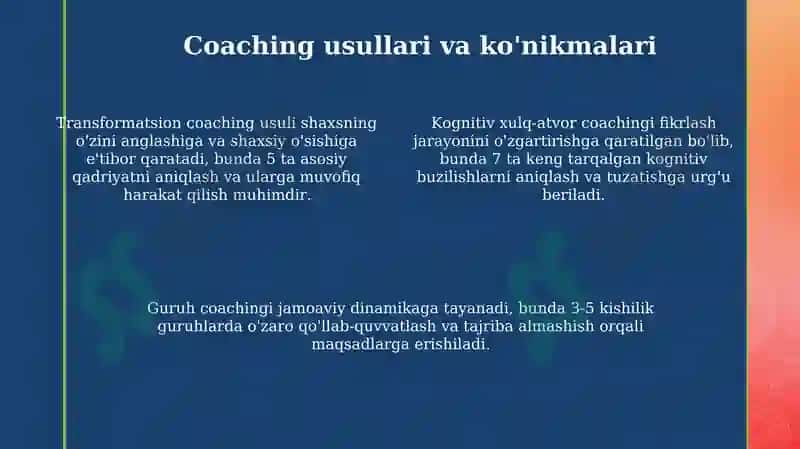 Professional ko'nikmalarga yo'naltirilgan coaching 4