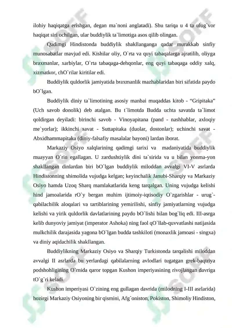 BUDDAVIYLIK DININING PAYDO BO'LISH TARIXI, ASOSIY TA'LIMOTLARI, OQIMLARI VA MANBALARI 4
